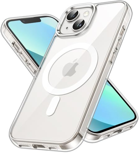 JETech Coque Magnétique pour iPhone 13 6,1 Pouces Compatible avec MagSafe Recharge sans Fil, Étui Housse de Téléphone Antichoc, Dos Transparente Anti-Rayures (Transparente)