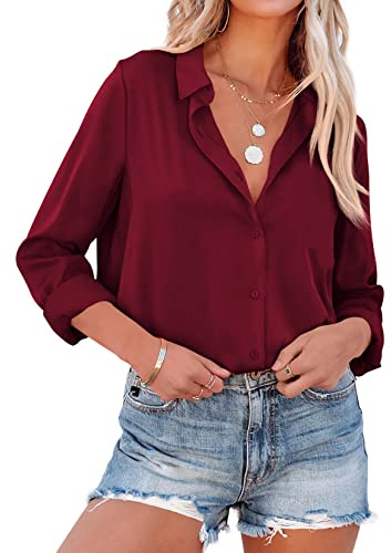 NONSAR - Blusa elegante de manga larga para mujer con cuello alto, blusas de oficina, tops informales