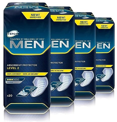 Tena for Men Level 2 Guard for Men, Super Absorbency Inkontinenzschutz, 20 ct EA (4 Stück) 80 ct insgesamt