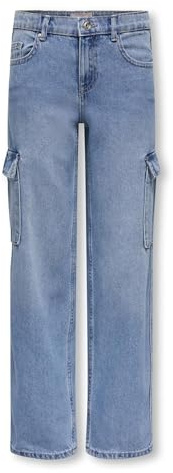 ONLY Kogharmony Wide Cargo Carrot Pim Noos Fille Corps à manches longues, Bleu Jeans Clair, 164