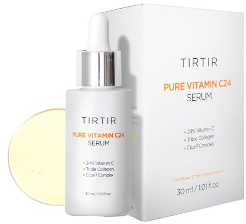 TIRTIR Pure Vitamin C 24% Face Serum – Dark Spot Remover for Sensitive Skin with Collagen Anti Aging Even out Skin Tone Non irritation tested, Wrkinkles, Korean Mild Vita C Facial Serum 30ml