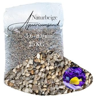 Aquariumsand Aquariumkies beige im 25 kg Sack, kantengerundet, gewaschen, ungefärbt 5,6-8,0 mm