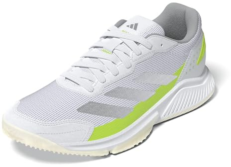 adidas Damen Courtquick W Padel-Schuhe, Cloud White/Silver Metallic/Lucid Lemon, 40 2/3 EU