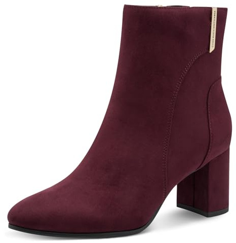 Marco Tozzi by Guido Maria Kretschmer Damen Stiefeletten Spitz mit Blockabsatz, Rot (Mulberry), 41 EU