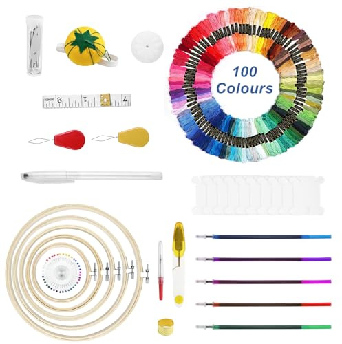 Comzantor Kit Ricamo Punto Croce Debuttante Punch Needle Adulto Maglia Set Bambola Fai Da Te Emboidery Strumenti per Allenamento Punto di Ricamo