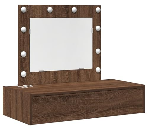 vidaXL Smyckebord med låda Brun 83 x 40 x 70 cm Konstruerat trä, Modern sminkbord, stiligt mittpunkt, praktiskt sovrum, rektangulär byrå med förvaring, elegant design