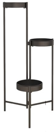 Support de fleurs moderne en métal pour intérieur ou extérieur, ajout élégant à la décoration du salon ou de la terrasse, finition noire élégante, 80 x 42 cm