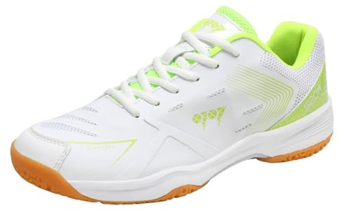 CHICMARK Chaussures de tennis, badminton et tennis de table multifonctions pour homme et femme, Blanc/vert, 45 EU