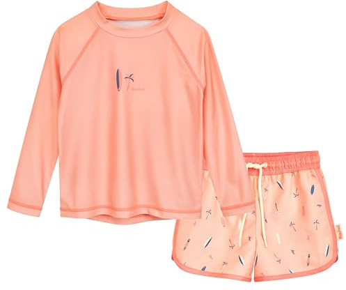 Playshoes Mädchen Zweiteiler Lang Rash-Guard-Set, Rosa Langarm Surfbrett, 122/128 cm