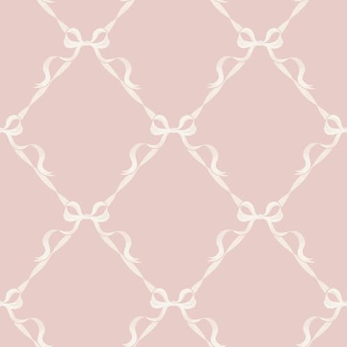 World of Wallpaper Tied with a Bow Cute Minimalistic Kids Wallpaper Perfect for Children's Bedrooms, Nurseries, Playrooms Baby Girls' Wallcovering Cream/Pink 50480
