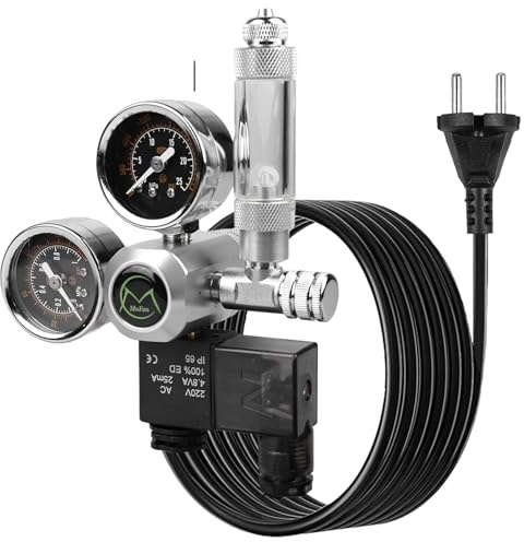 Akvarium CO2-tryckreducerare, CO2-regulator för akvarier, dubbel Gauge-skärm, W21.8 gränssnitt, CO2-tryckreducerare akvarium med magnetventil, bubbelmätare för planterade akvarier