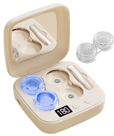 Máquina de Limpieza de Lentes de Contacto - Limpiador Por Ultrasonidos - Para Lentes Rígidos y Blandos - para Hombres Adultos, Hogar, Viaje, Diario, Mensual y Anual