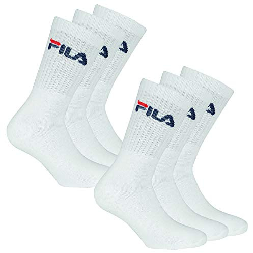 Fila - 6 paires chaussettes, Chaussettes de tennis avec logo Ceinture, unisexe - blanc, 43-46 (9-11 ROYAUME-UNI)