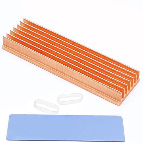 Awxlumv M.2 Heatsink Pure Copper Nvme ssd Heat Sink 7 Fins With Thermal Silicone pad for PC / PS5 M.2 PCIE NVMe SSD or M.2 SATA SSD