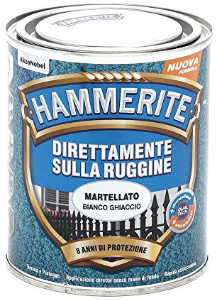 Hammerite Direttamente Sulla Ruggine Martellato Bianco Ghiaccio 0.75 l