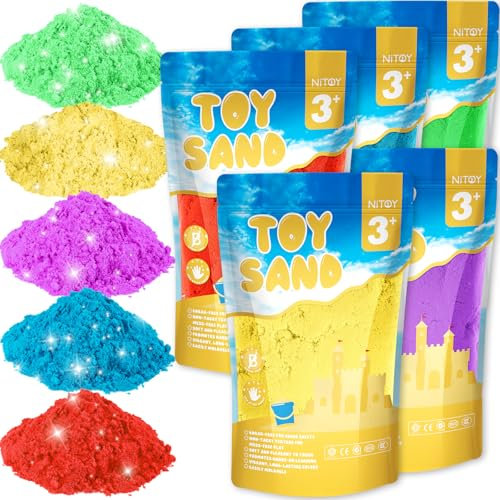 NiToy 5 kg Magic Sand Set 5 Farben für Kinder, Sensorisch Sandspielzeug Zaubersand Geschenk, ideal für kreatives Indoor-Sandspiel, ab 3 Jahren