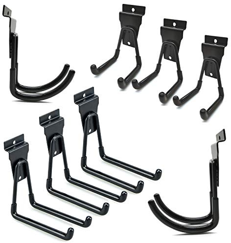 ATOOLA Slatwall Haken, 8 Stück, robuste Garagen-Wand-Organizer für Elektrowerkzeuge und Kabel, Lamellen-Wandhaken passend für Standard-Lamellenwände von 7,6 cm
