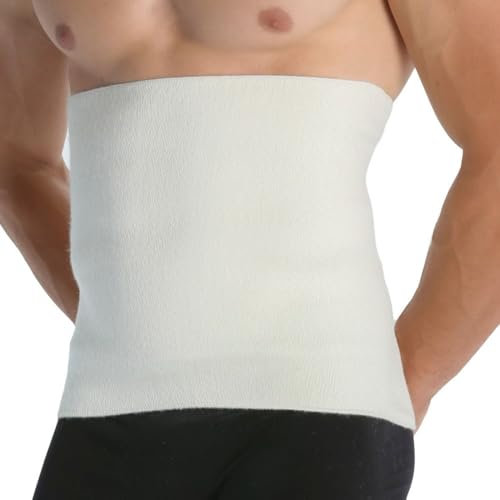 Easy8 - (Weiß, M Bauchweggürtel, Nierenwärmer Herren, Bauchbinde aus Wolle und Baumwolle, Rückenwärmer, Nierengurt, Bauchgurt, Bauchband, Damen, Unisex, thermisch, elastisch