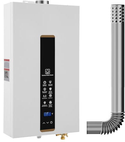 Tankless Water Heater Propane,Instant Hot Propane Gas Water Heater,Indoor 3.18 GPM,Constant Propane Water Heater with Fahrenheit Digital Display,Multi-Protection (White)