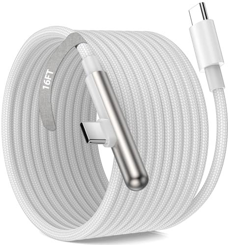 USB C Cable 16FT/5M Fast Charging 65W 100W 240W Max Type C Right Angle Charging Cord Braided High Speed PD Charge Cable for iPhone 17 16 Pro 15 Plus iPad Air Mini Google Pixel 10 9 8 Galaxy S24 S23