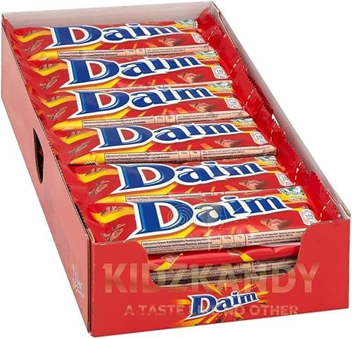Daim Chocolate Bar 28 gram Each Bar Pack of 24 Boxed Packed Famous Swedish Chocolate Bar Ideal Present for Christmas, Birthday | Swedish Daim Bar with Roasted Almond Chocolate