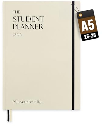 Burde Planificador Student A5 Beige – Planificador Académico 2025/2026 Con Calendario Semanal, Para La Gestión Del Tiempo Y La Productividad - 176 Páginas