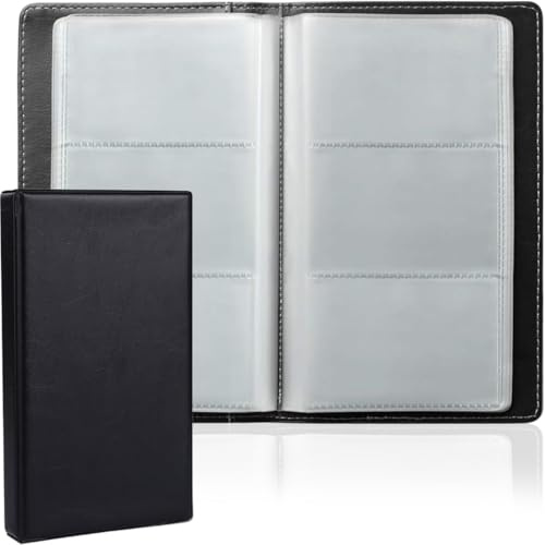 AFCJLTO Porte Cartes de Visite pour 120 Cartes avec Intérieur Transparent,Rangement Carte de Visite à usage Professionnel ou Personnel,Pratique pour Le Bureau(Noir)