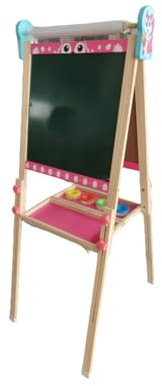 3 in 1 Cavalletto da Pittura in Legno Pieghevole con Rotolo di Carta, Lavagna Bianca e Lavagna Nera Regolabile in Altezza 95-125cm Lavagnas Multiattività con Vassoio di Stoccaggio e 100+ Accessoris