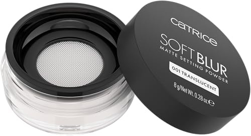 Catrice Soft Blur Matte Setting Powder 001 Translucent, polvo matificante y ligero de larga duración, para fijar el maquillaje, efecto soft-blur, 8g