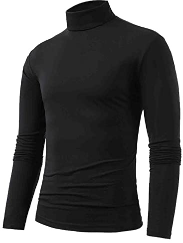 Hommes Hiver Chaud Haute Mode Sous-Vêtements Thermiques Hommes Basique Uni T-shirt Blouse Pullover Manches Longues Haut Col Montant Tricot Top