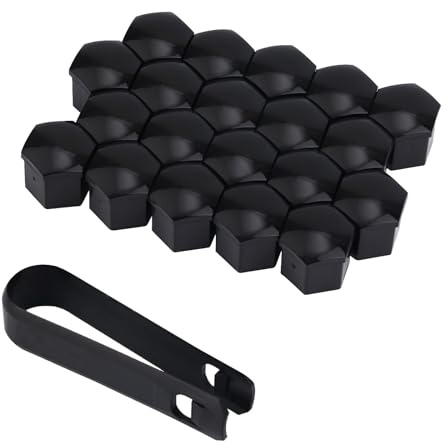 20pcs Wheels Nut CoversCar Wheel Lug Nut Covers, 19mm Hexagonal Nut Covers with Removal Tool Wheel Bolt Caps Automotive Exterior Accessories for Most Car (Black)
