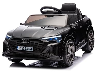 FINOOS Voiture électrique pour Enfants A.UDI SQ8 e-tron 12V avec télécommande 2,4GHz, klaxon, LED, Musique, démarrage progressif, Enfants de 1 à 4 Ans (Noir)