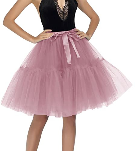 Tyllkjol dam tutu kjol Dirndl 50-tals karneval party rockabilly balet minikjol elastisk underkjol dansklänning kostym aftonklänning eleganta balettkläder bubbla danskjol, Het rosa, one size