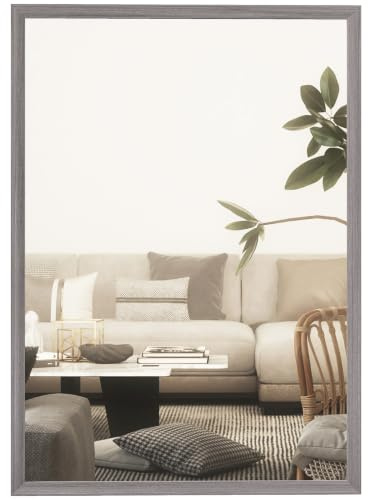 HOMCOM Decorative Rectangular Wall Mirror Wall-Mounted 70 x 50 cm Grey | Bathroom Mirror, Living Room, Bedroom, Hallway