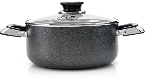 Alpine Cuisine 16 Quart Non-stick Stock Pot with Tempered Glass Lid and Carrying Handles, Multi-Purpose Cookware Aluminum Dutch Oven for Braising, Boiling, Stewing