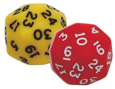 TimeTEX Set Abfrage-Würfel 2-TLG, 30-seitig, 32 mm ø