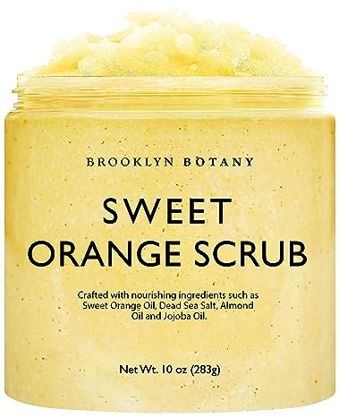 Brooklyn Botany Sweet Orange Body Scrub - Moisturizing and Exfoliating Body, Face, Hand, Foot Scrub - Fights Stretch Marks, Fine Lines, Wrinkles - Great Gifts for Women & Men - 10 oz