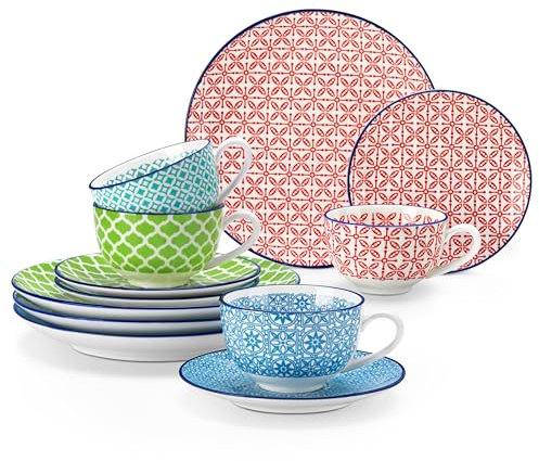 vancasso Servizi di Piatti, Servizi Combinati Piatti stile Giaponesi (Macaron, 12 pezzi)