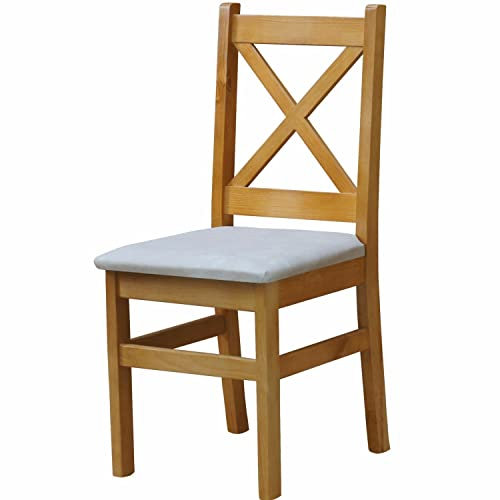 Stol stoppningsstol, korsetstool, alder al, massiv furu, trä, ny restauran (ekologisk beige)
