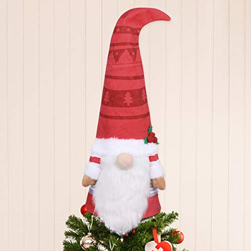 Toyvian Christmas Tree Topper Gnome,26.7 Inch Large Swedish Tomte Gnome Xmas Tree Topper,Santa Plush Winter Decoration Xmas Party Ornament Supplies