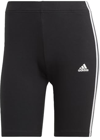 adidas Donna Essentials 3-Stripes Bike Shorts, Black/White, XXS