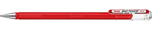 Pentel K110-VBX Mattehop Gel-Tintenroller mit hochdeckender Tinte in mattem Finish, Modell mit Kappe, 1 Stück, rot