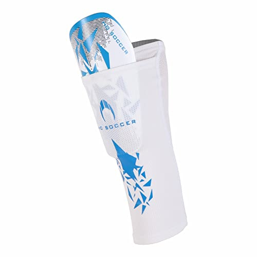 Ho Soccer Rebel Espinillera con Media, calcetin con Bolsillo Transpirable y Flexible, Resistentes, Blanco/Azul
