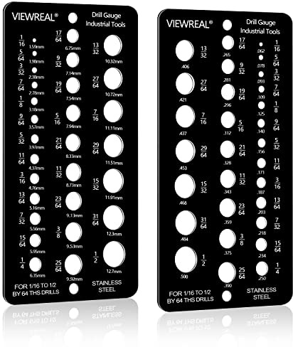 2 Pieces Drill Bit Size Gauge Drill Bit Guide Stainless Steel Drill Gauge 29 Holes Metal Drill Size Gauge Tool for 1/16 Inch to 1/2 Inch Size Bits Measurement (Black)