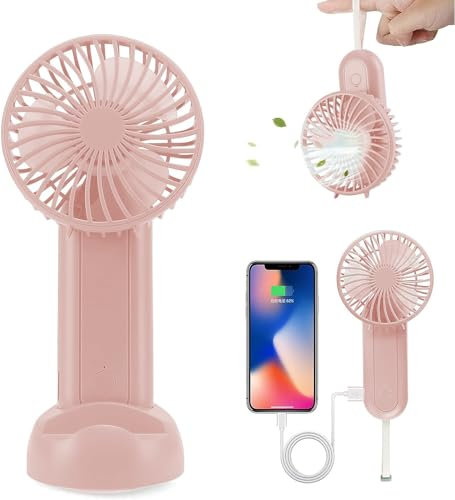 Kizozo Ventilateur manuel USB avec batterie externe 5000 mAh,Petit ventilateur rechargeable,4 niveaux de vent,4 à 16 heures de temps de refroidissement,Silencieux,Pour bureau, voyage, extérieur