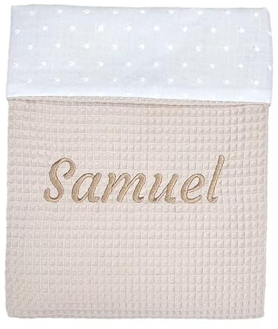 CARREDANA Manta Personalizada de bebé-Arrullo para Verano.Regalo Recien Nacido.Mantas Infantiles. Multiusos (Plumeti+wafflecamel)