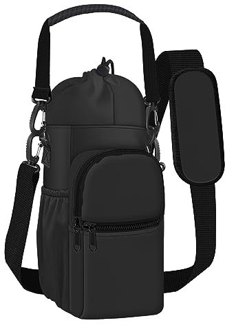 Turmaster Portabotellas con Correa, 32oz 40oz Aislado Botella de Agua Bolsa de Transporte, Botella de Agua Sling Bolsa Manga para Deportes Senderismo Caminata,Negro