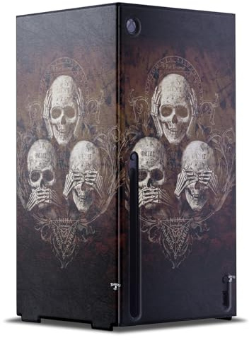 Head Case Designs Offizielle Alchemy Gothic Kein böser Drei-Schädel Gotik Spielekonsolen Wickeln kompatibel mit Xbox Series X