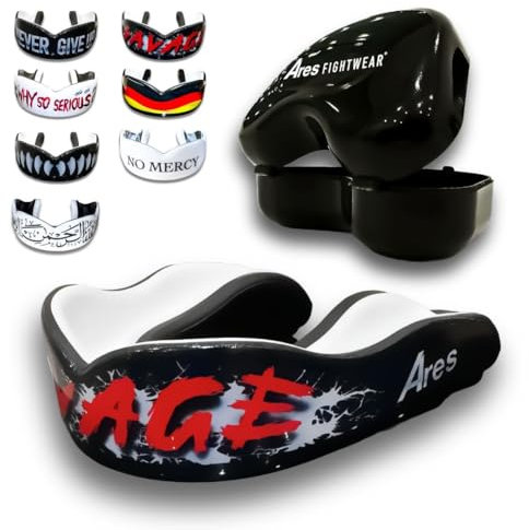 Ares Fightwear® Premium Mundschutz Boxen inkl. Aufbewahrungsbox für Kampfsport, MMA & Athleten I Maximaler Zahnschutz dank idealer Passform in TOP Qualität I Profi Mouthguard für Herren & Damen