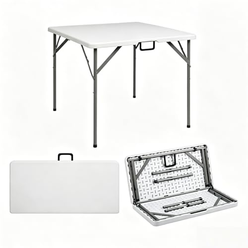 LEADZM Table Pliante, Table Pliante Camping 86x86x74 cm, Stable et Robuste | Cadres en Acier, Idéal pour les fêtes et les pique-niques, 6 à 8 personnes